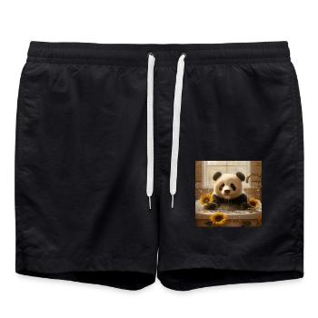 Panda - Badeshorts - Schwarz - Vorne - AI Model Male 185 light (185cm)