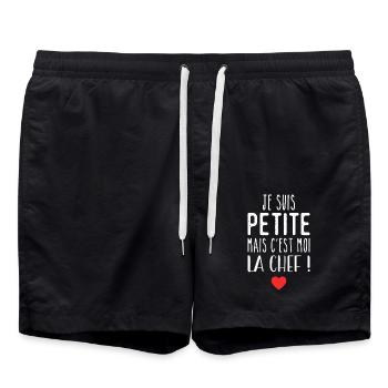 Ich bin klein, aber ich bin der Chef - Badeshorts - Schwarz - Vorne - AI Model Male 185 light (185cm)