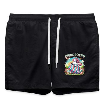 Happy Easter Unicorn – Funny Easter Egg Design - Swim Trunks - black - Front - AI Model Male 185 light (185cm)