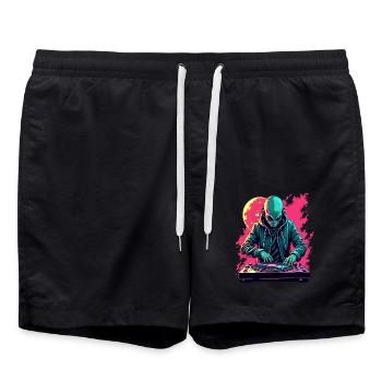 Alien Ausserirdischer DJ Musik - Badeshorts - Schwarz - Vorne - AI Model Male 185 light (185cm)