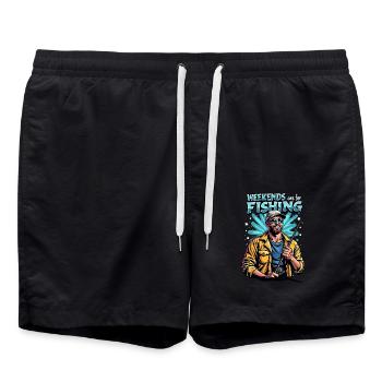 Les week-ends sont consacrés à la pêche Fischen Angeln - Short de bain - noir - Devant - AI Model Male 185 light (185cm)