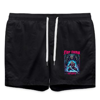 Mittelalter Katze Thunfisch Kunstwerk Ruhm Glory - Badeshorts - Schwarz - Vorne - AI Model Male 185 light (185cm)
