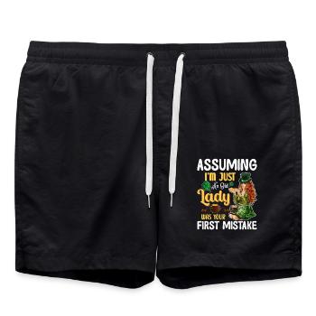 Assuming I m Just An Old Lady Was your First Mista - Swim Trunks - black - Front - AI Model Male 185 light (185cm)