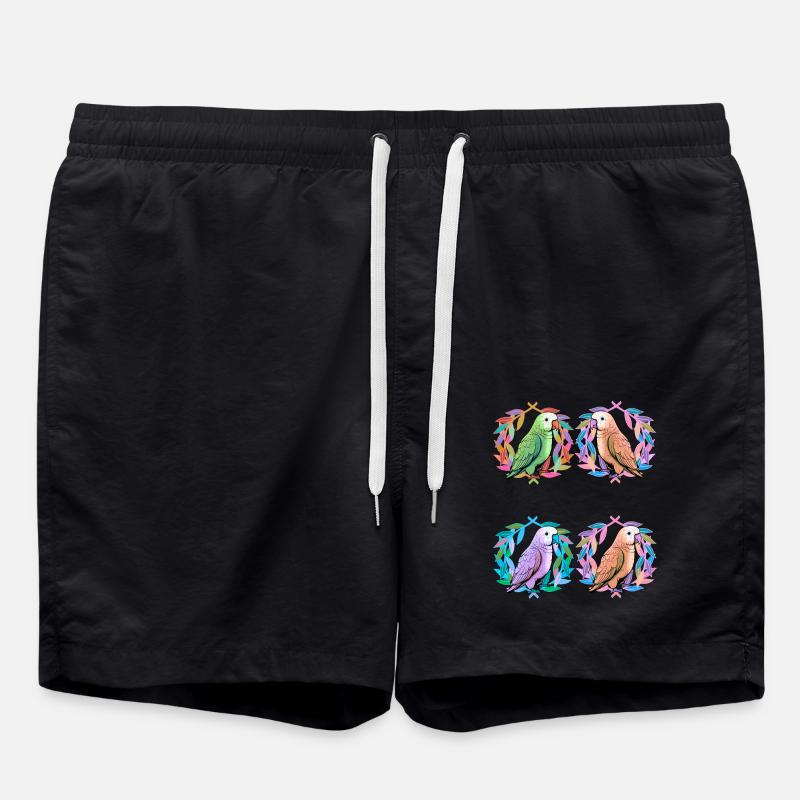 Exotic Birds Bird Parrot Parrots - Swim Trunks - black