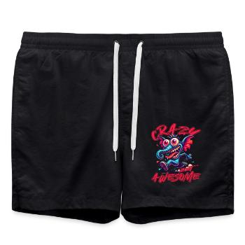 Crazy but Awesome – Elephant Comic Style - Swim Trunks - black - Front - AI Model Male 185 light (185cm)