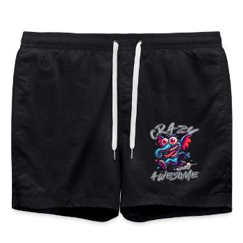 Style de bande dessinée éléphant mignon mais fou - Short de bain - noir - Devant - AI Model Male 185 light (185cm)