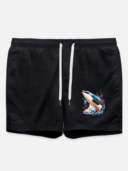 Orca Killer Whale - Swim Trunks - black