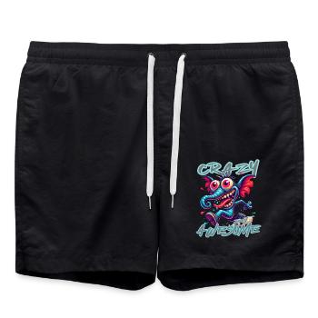 Crazy but Awesome Elephant Comic Style - Swim Trunks - black - Front - AI Model Male 185 light (185cm)