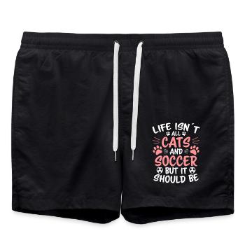 Football Saying Cat Funny Footballer Gift - Swim Trunks - black - Front - AI Model Male 185 light (185cm)