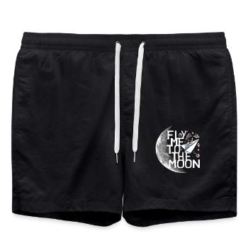 Astronaut fliegt zum Mond Astronaut Fly to the - Badeshorts - Schwarz - Vorne - AI Model Male 185 light (185cm)