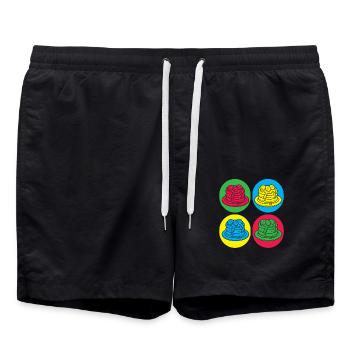 Des crêpes colorées Du plaisir pour les amateurs de petit-déjeuner - Short de bain - noir - Devant - AI Model Male 185 light (185cm)