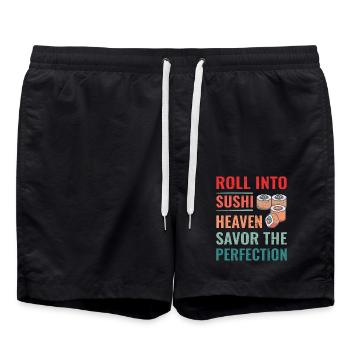 Sushi Japan Essen Sushi-Mahlzeit - Badeshorts - Schwarz - Vorne - AI Model Male 185 light (185cm)