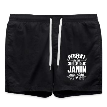 Janin - Perfekt Sein Kann Jeder Janin Sein Nicht - Badeshorts - Schwarz - Vorne - AI Model Male 185 light (185cm)