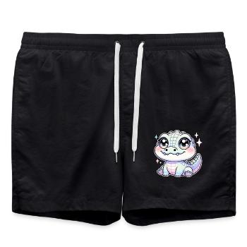 Super Cute Kawaii Baby Crocodile - Badeshorts - Schwarz - Vorne - AI Model Male 185 light (185cm)