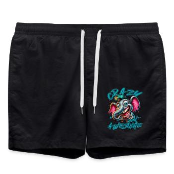 Crazy but Awesome Elephant Comic Style - Swim Trunks - black - Front - AI Model Male 185 light (185cm)