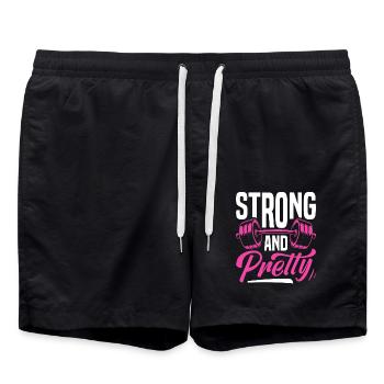 Fitness fort et beau dicton design - Short de bain - noir - Devant - AI Model Male 185 light (185cm)