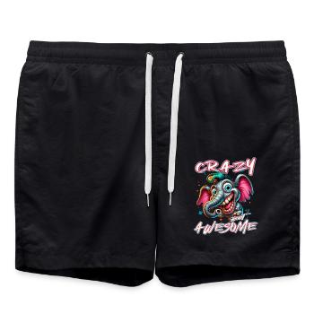 Crazy but Awesome Elephant Comic Style - Swim Trunks - black - Front - AI Model Male 185 light (185cm)