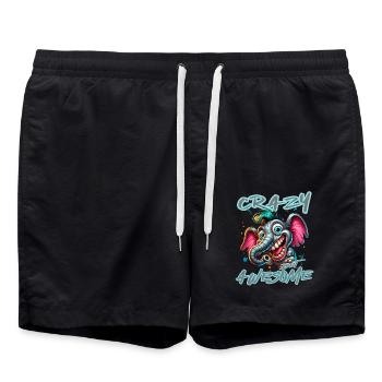 Crazy but Awesome Elephant Comic Style - Swim Trunks - black - Front - AI Model Male 185 light (185cm)