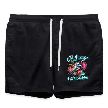 Crazy but Awesome Elephant Comic Style - Swim Trunks - black - Front - AI Model Male 185 light (185cm)