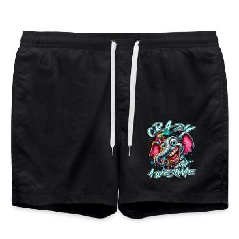 Crazy but Awesome Elephant Comic Style - Swim Trunks - black - Front - AI Model Male 185 light (185cm)
