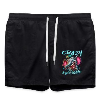 Crazy but Awesome Elephant Comic Style - Swim Trunks - black - Front - AI Model Male 185 light (185cm)