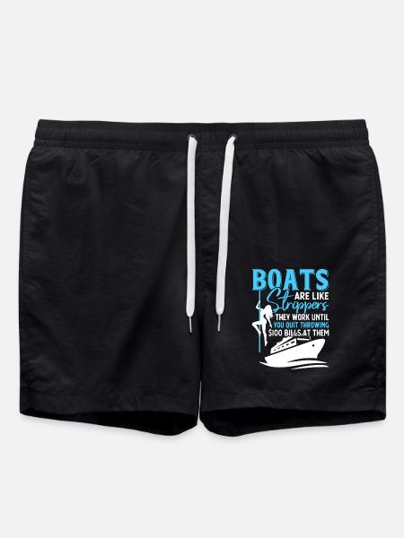 Humorous boat and entertainment Slogan motif - Swim Trunks - black