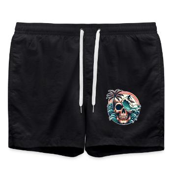 Surfing Surfer skull - Swim Trunks - black - Front - AI Model Male 185 light (185cm)