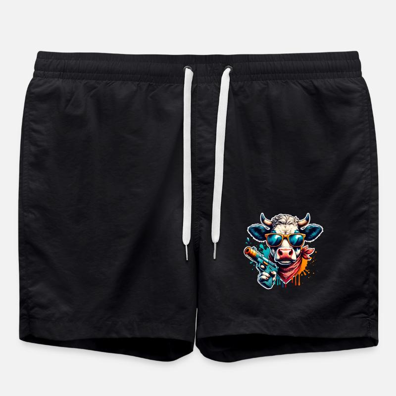 Cow Water Pistol - Swim Trunks - black