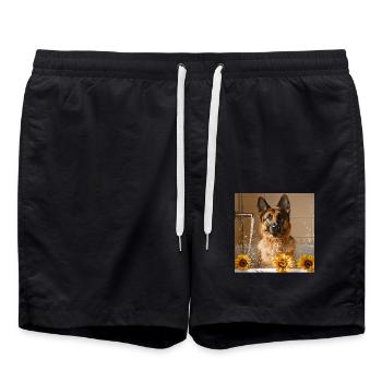 Deutscher Schäferhund - Badeshorts - Schwarz - Vorne - AI Model Male 185 light (185cm)