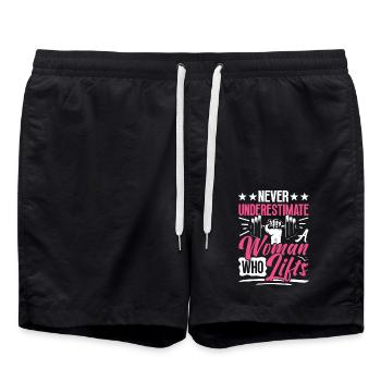 Strong Woman Weight Lifting Fitness Power - Swim Trunks - black - Front - AI Model Male 185 light (185cm)