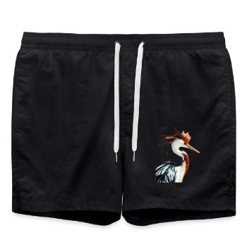 Reiher Vogel - Badeshorts - Schwarz - Vorne - AI Model Male 185 light (185cm)