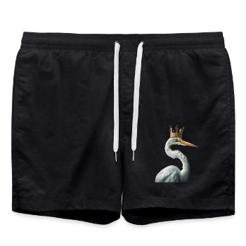 Reiher Vogel - Badeshorts - Schwarz - Vorne - AI Model Male 185 light (185cm)