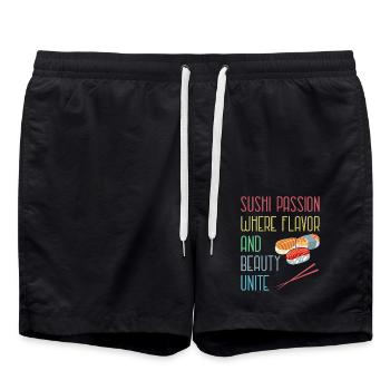 Sushi Japan Essen Sushi-Mahlzeit - Badeshorts - Schwarz - Vorne - AI Model Male 185 light (185cm)