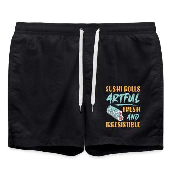 Sushi Japan Essen Sushi-Mahlzeit - Badeshorts - Schwarz - Vorne - AI Model Male 185 light (185cm)