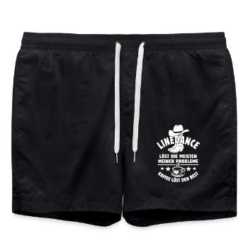 Linedance löst meine Probleme - Kaffee Spruch - Badeshorts - Schwarz - Vorne - AI Model Male 185 light (185cm)