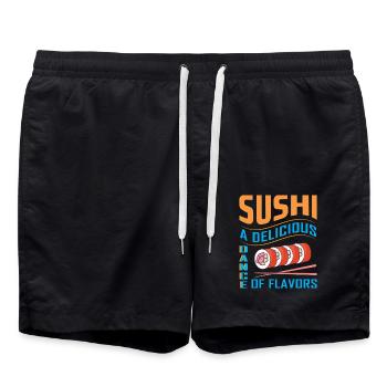 Sushi Japan Essen Sushi-Mahlzeit - Badeshorts - Schwarz - Vorne - AI Model Male 185 light (185cm)