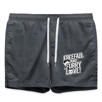 Chat de saut en parachute | Cadeau parachutisme - Short de bain - charbon - Devant - AI Model Male 185 light (185cm)