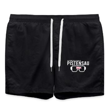 Pistensau Skier Fun - Swim Trunks - black - Front - AI Model Male 185 light (185cm)