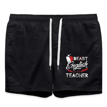English Teacher Best English Teacher - Swim Trunks - black - Front - AI Model Male 185 light (185cm)