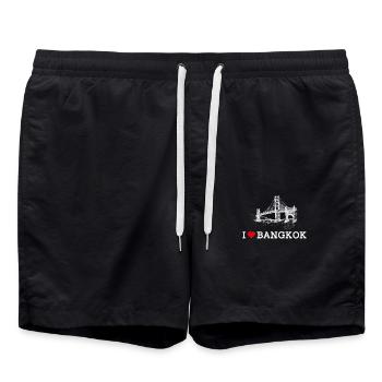 I Love Bangkok Heart Flag Golden Gate Bridge Pun - Swim Trunks - black - Front - AI Model Male 185 light (185cm)