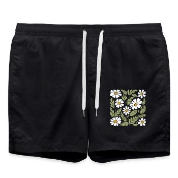 Fleurs de marguerite - Short de bain - noir - Devant - AI Model Male 185 light (185cm)
