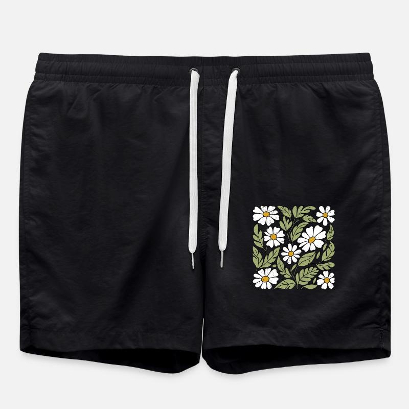 Daisy Flowers - Swim Trunks - black