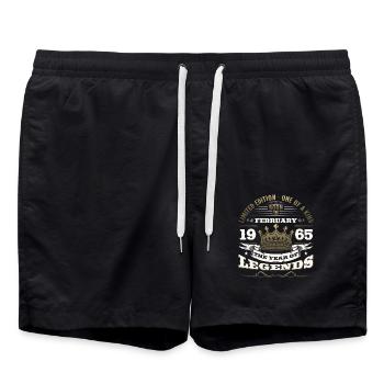60th Birthday Gift Man Legend February 1965 - Swim Trunks - black - Front - AI Model Male 185 light (185cm)