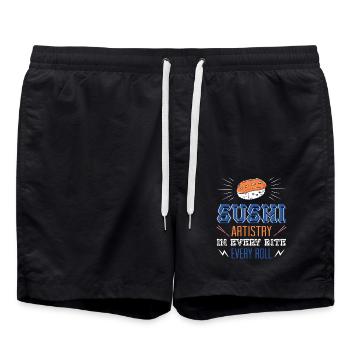 Sushi Japan Essen Sushi-Mahlzeit - Badeshorts - Schwarz - Vorne - AI Model Male 185 light (185cm)