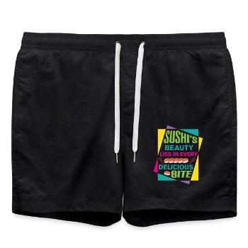 Sushi Japan Essen Sushi-Mahlzeit - Badeshorts - Schwarz - Vorne - AI Model Male 185 light (185cm)