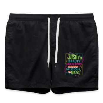 Sushi Japan Essen Sushi-Mahlzeit - Badeshorts - Schwarz - Vorne - AI Model Male 185 light (185cm)