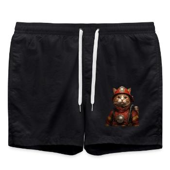 Katze - Badeshorts - Schwarz - Vorne - AI Model Male 185 light (185cm)