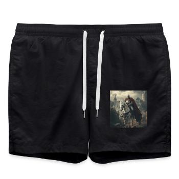 Ritter auf Pferd - Badeshorts - Schwarz - Vorne - AI Model Male 185 light (185cm)