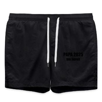 Papa 2025 Geschenk Männer Herren Vater Schwanger - Badeshorts - Schwarz - Vorne - AI Model Male 185 light (185cm)