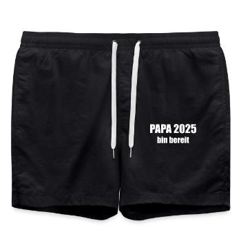 Papa 2025 Geschenk Männer Herren Vater Schwanger - Badeshorts - Schwarz - Vorne - AI Model Male 185 light (185cm)